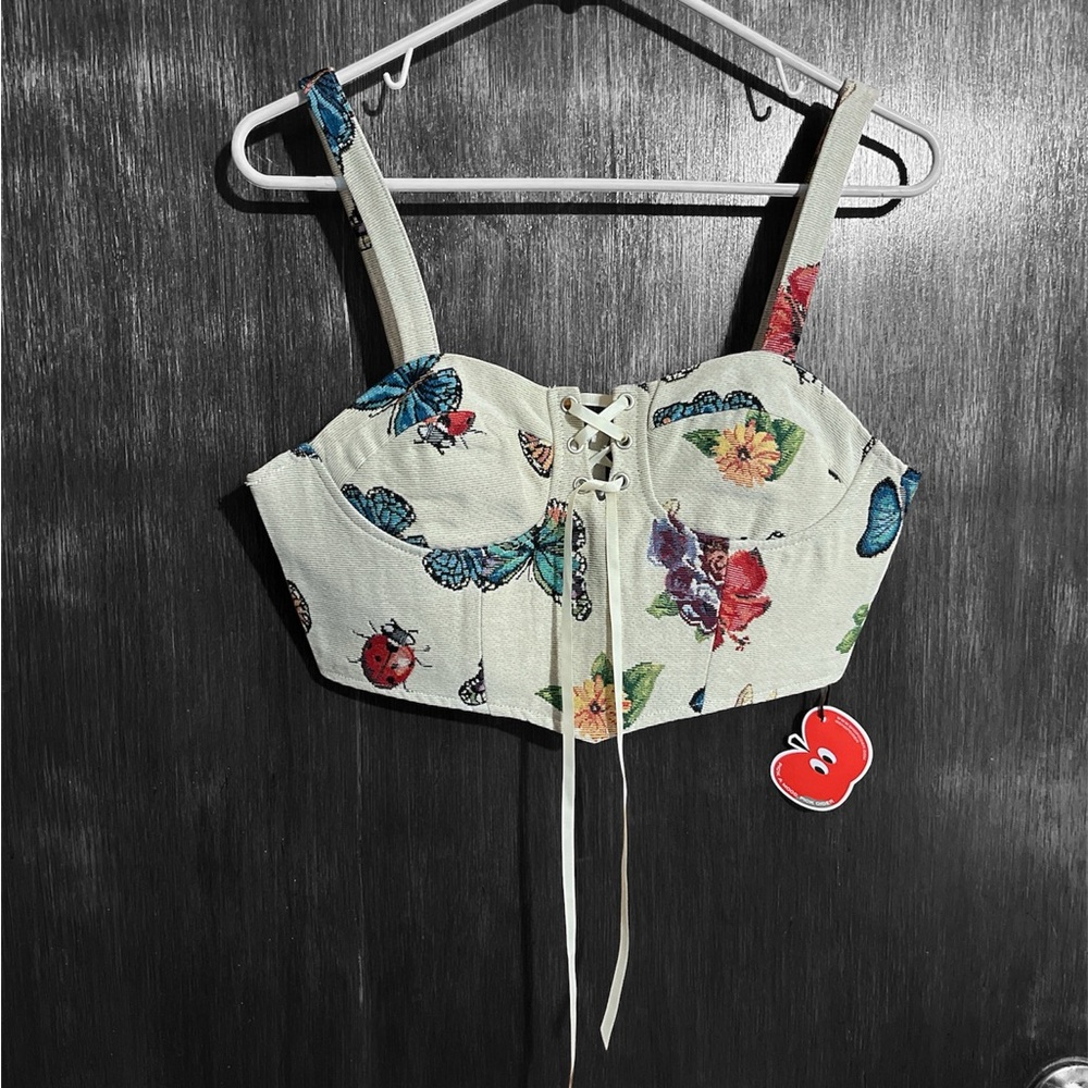 Cider Multicolor Lace-Up Tank Top with Zipper Back